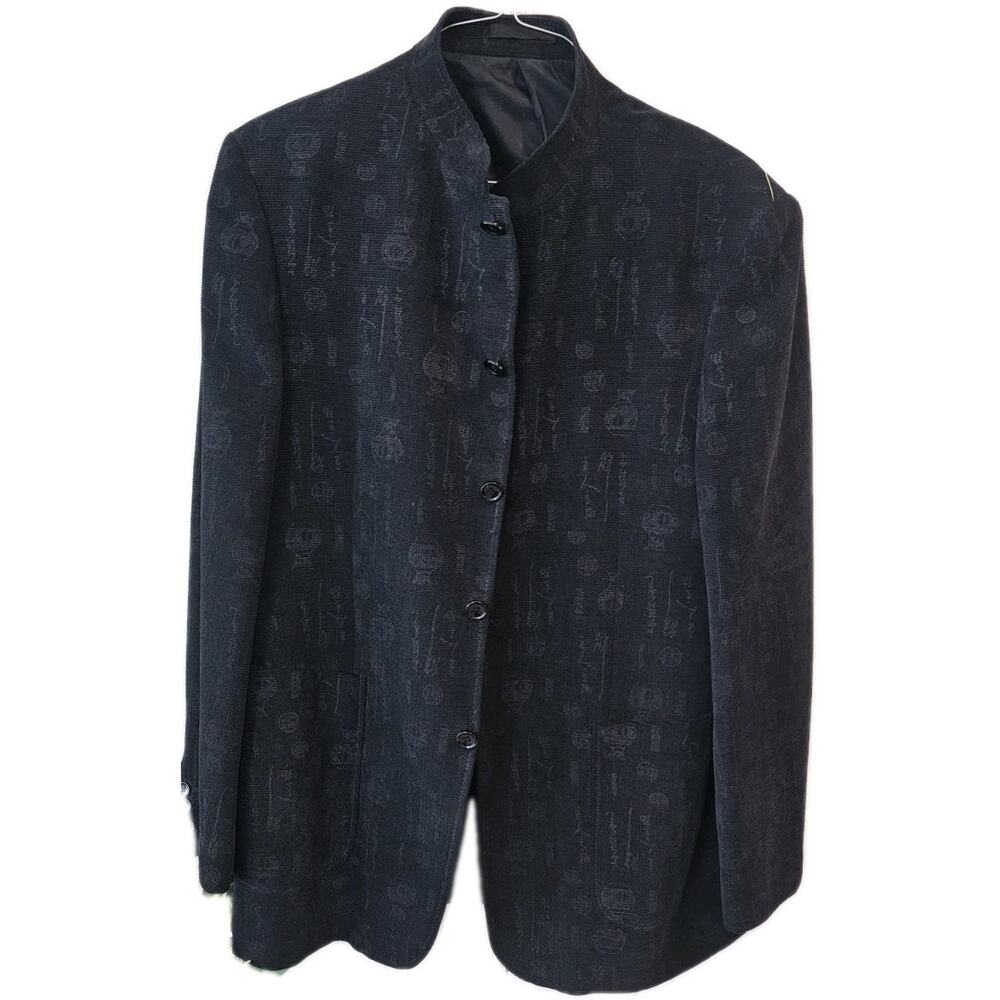 Liyuy Andou Charcoal Tunic Oriental Design Sports Coat Blazer